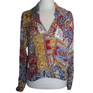 Haute Hippie Beautiful Boho Style Printed Blouse Boho Spanish Style Size Large